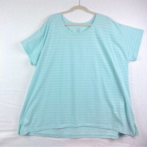 Lane Bryant striped aqua Short Sleeve Tee